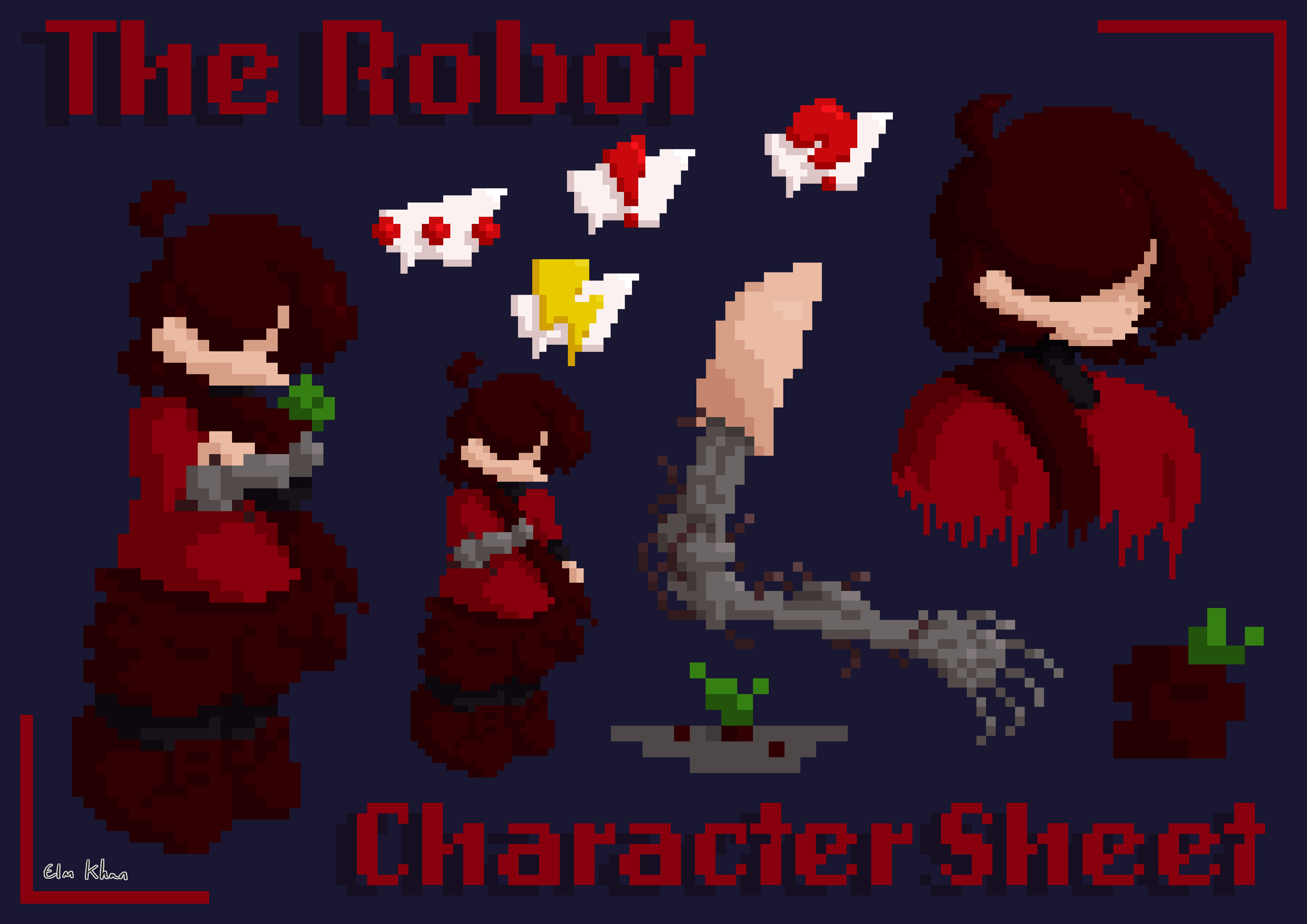 A character sheet for the robot. Features their sprite, and various other items realted to them